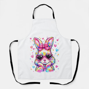Cute Coquette Tie Dye Rabbit Easter Bunny Women Gi Apron