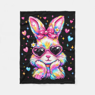 Cute Coquette Tie Dye Rabbit Easter Bunny Women Gi Fleece Blanket