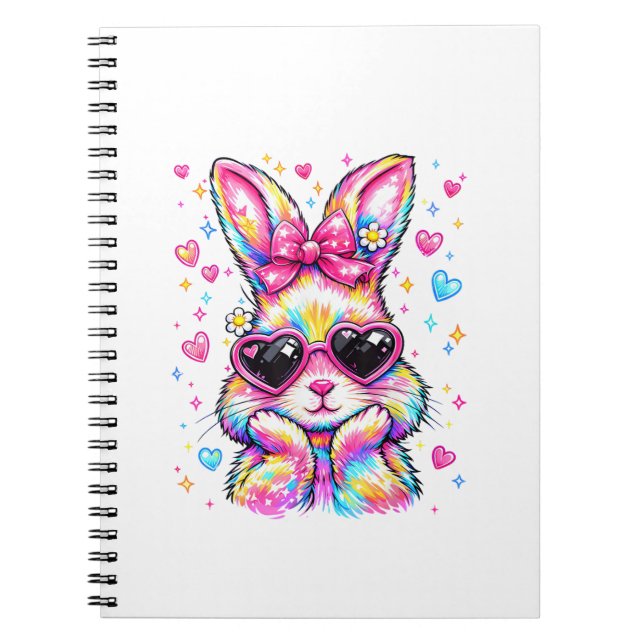 Cute Coquette Tie Dye Rabbit Easter Bunny Women Gi Notebook (Front)
