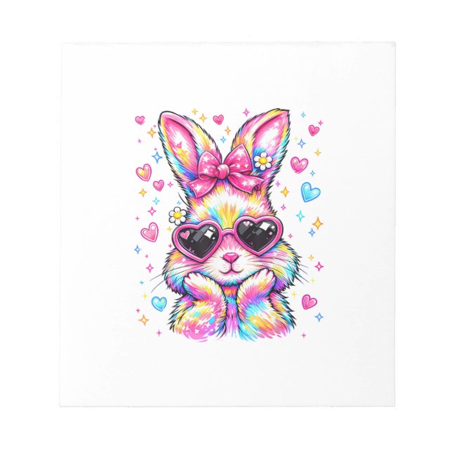 Cute Coquette Tie Dye Rabbit Easter Bunny Women Gi Notepad (Front)