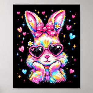 Cute Coquette Tie Dye Rabbit Easter Bunny Women Gi Poster