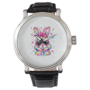 Cute Coquette Tie Dye Rabbit Easter Bunny Women Gi Watch