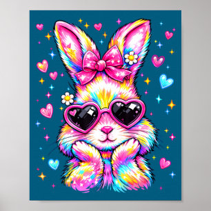 Cute coquette tie dye rabbit easter bunny women poster