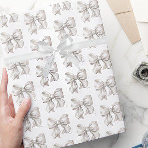 Cute Coquette White Bow Pattern Wrapping Paper