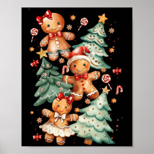 Cute Coquette Xmas Gingerbread Man Bow Christmas T Poster