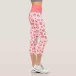 Cute Coral And White Heart Animal Paw Prints Capri Leggings<br><div class="desc">Cute Coral And White Heart Animal Paw Prints Capri Leggings</div>