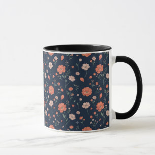 Cute Coral & Blush Botanical Tea Cup