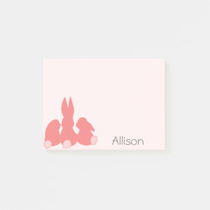 Cute Coral Bunnies Personalised Post-it® Notes