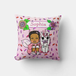 Cute Coral Fairy and Flowers Candy Sprinkles Cushion