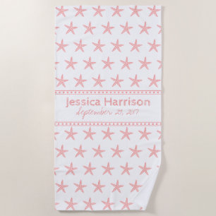 Cute Coral Starfish Custom Beach Towel