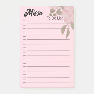 Cute Coral Watercolor To Do List Minmalist Modern Post-it Notes