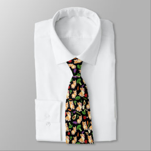 Cute Corgi and Vegetables Food Pattern  Tie
