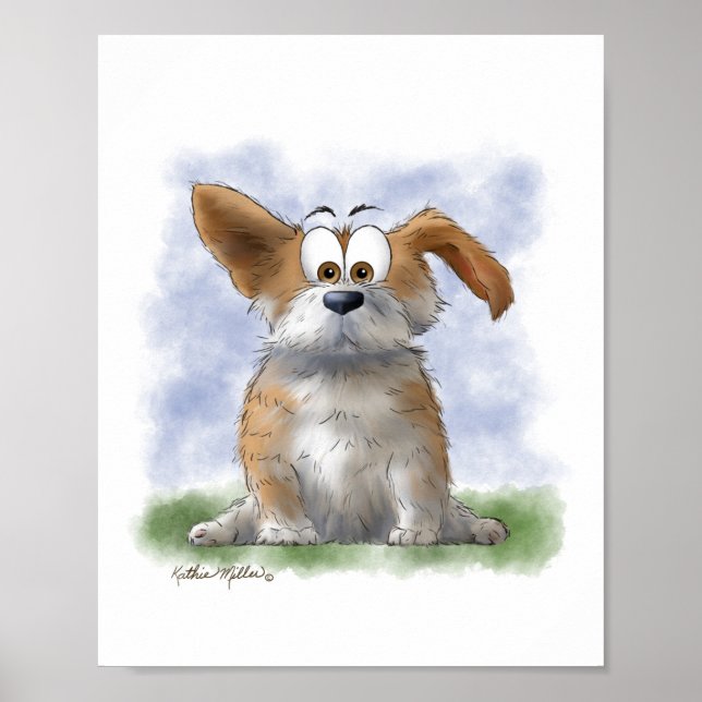 Cute Corgi Cartoon Poster (Front)