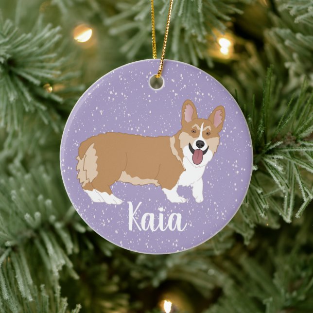 Cute Corgi Christmas  Ceramic Ornament (Tree)