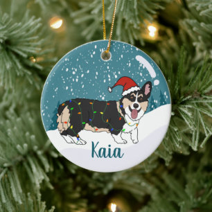 Cute Corgi Christmas  Ceramic Ornament