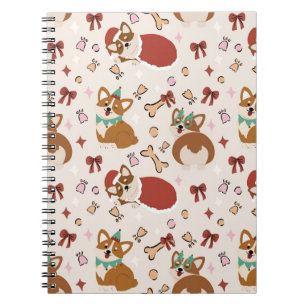 Cute Corgi Christmas Holiday Seamless Pattern Notebook