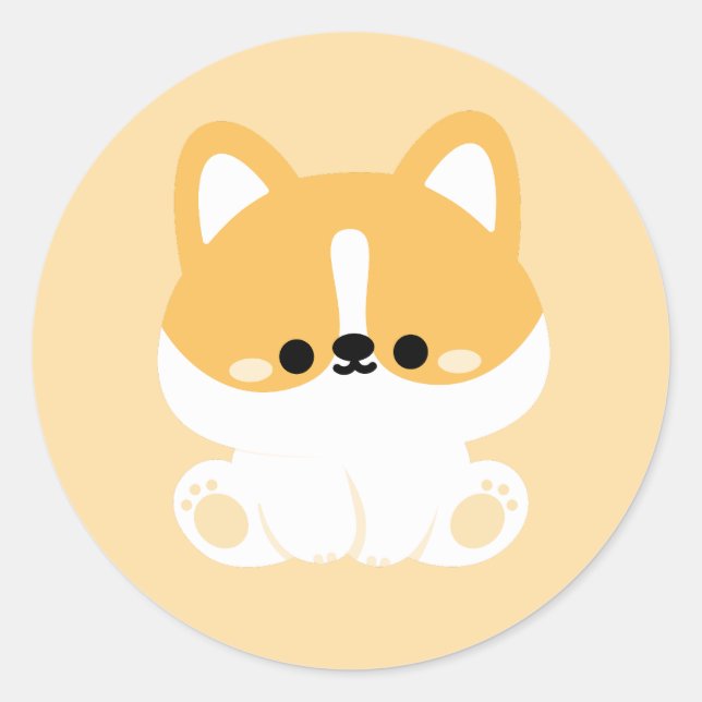 Cute Corgi Classic Round Sticker (Front)