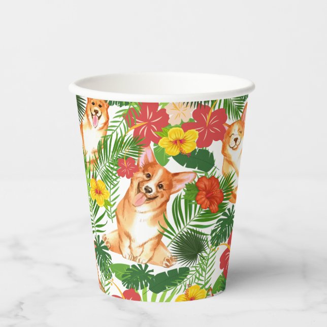 Cute Corgi Colourful  Paper Cups (Front)