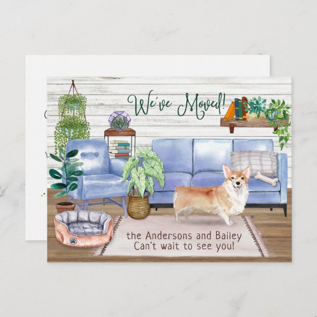 Cute Corgi Cosy New Home Moving         Announcement Postcard (Front/Back)