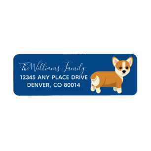 Cute Corgi Custom Blue Return Address Return Address Label