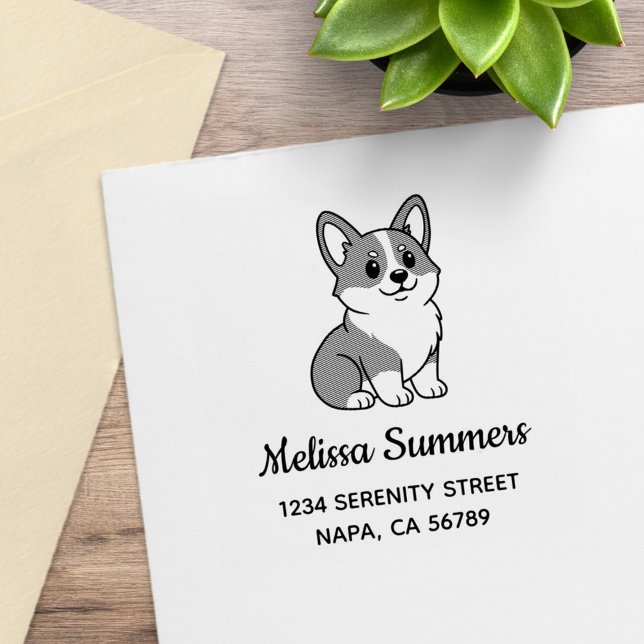 Cute Corgi Dog Address Rubber Stamp (Creator Uploaded)