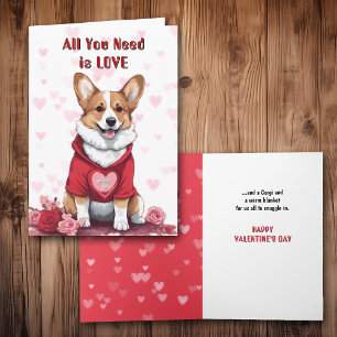 Cute Corgi Dog All You Need Valentine Holiday Card