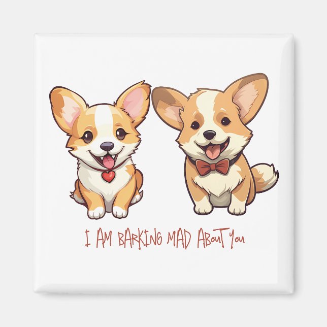 Cute Corgi Dog Anniversary Valentine  Magnet (Front)