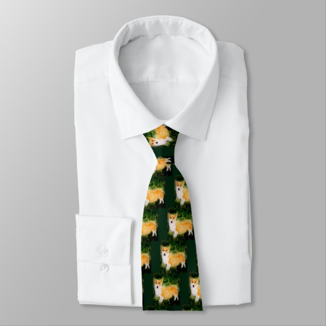 Cute Corgi Dog Art Tie (Tied)