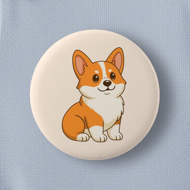 Cute Corgi Dog Beige 6 Cm Round Badge (Creator Uploaded)