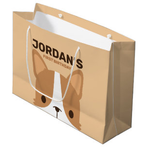 Cute Corgi Dog Birthday Large Gift Bag