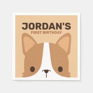 Cute Corgi Dog Birthday Napkin