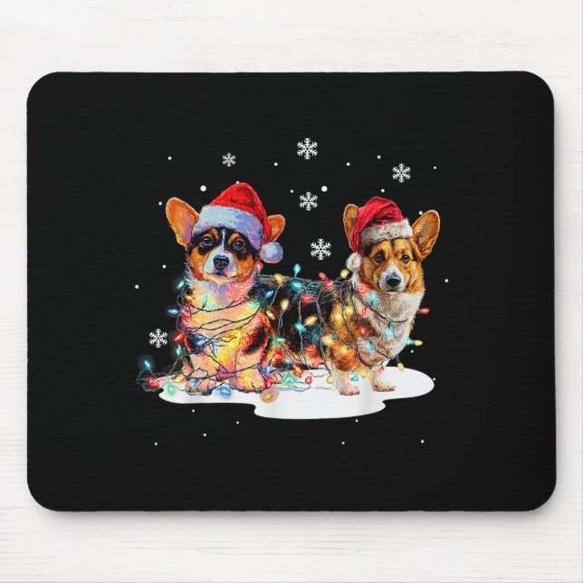 Cute Corgi Dog Christmas Lights Xmas Holidays  Mouse Pad (Front)