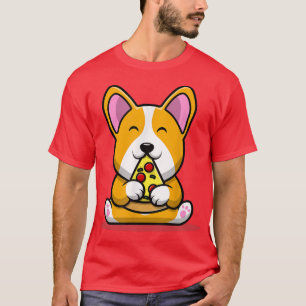 Cute Corgi Dog Eating Pizza  Funny Foodie Tee Kids
