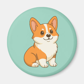 Cute Corgi Dog Green Magnet