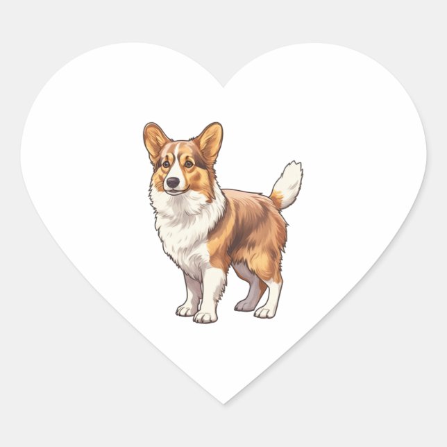 Cute Corgi Dog   Heart Sticker (Front)
