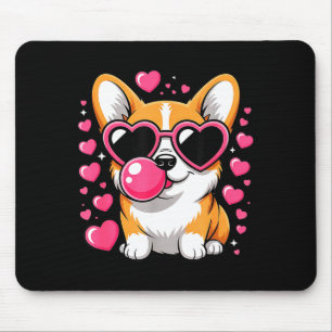 Cute Corgi Dog Heart Sungles Valentines Day Puppy Mouse Pad