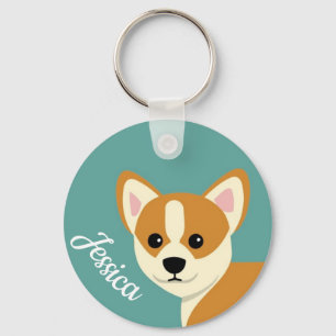 Cute Corgi Dog Lover Personalised Key Ring