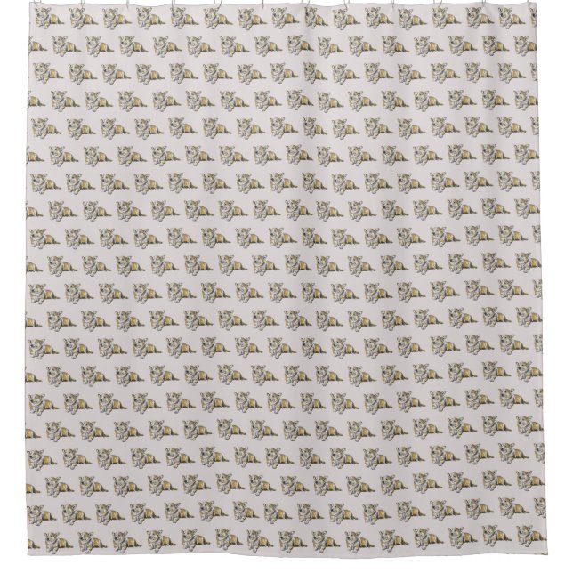 Cute Corgi Dog on Grey Background Shower Curtain (Front)