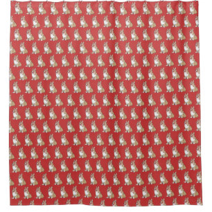 Cute Corgi Dog on Red Background Shower Curtain