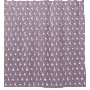 Cute Corgi Dog on Violet Background Shower Curtain