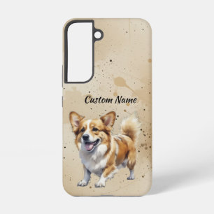 Cute Corgi Dog Pet Custom Name Samsung Galaxy Case