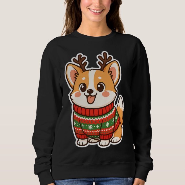 Cute Corgi Dog Ugly Christmas Sweater Holiday Swea (Front)
