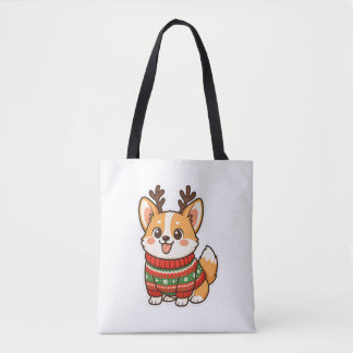 Cute Corgi Dog Ugly Christmas Sweater Holiday Swea Tote Bag