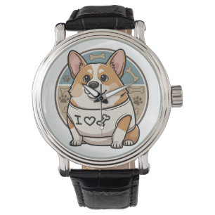 Cute Corgi Dog Watch with Bone Pattern