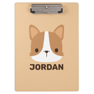 Cute Corgi Dog with Personalised Name Clipboard