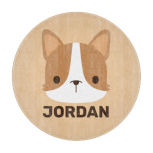 Cute Corgi Dog with Personalised Name  Cutting Board