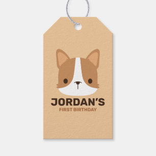 Cute Corgi Dog with Personalised Name Gift Tags