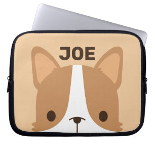 Cute Corgi Dog with Personalised Name Laptop Sleeve