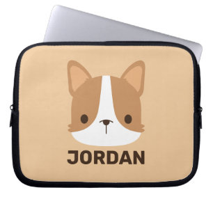 Cute Corgi Dog with Personalised Name Laptop Sleeve