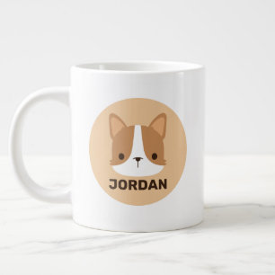 Cute Corgi Dog with Personalised Name Large Coffee Mug